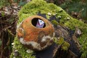 Forest inspired wet felted bowl
