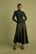 Satin Curved Seam Midi Dress image