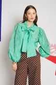 Vine Jacquard Bow Blouse