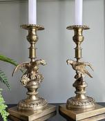 Pair Of Heavy Antique Brass Candlesticks — Willow Antiques image