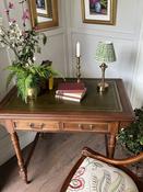 Victorian Walnut Tooled Leather Top 2 Drawer Writing Desk/ Table — Willow Antiques image
