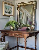 Victorian Walnut Tooled Leather Top 2 Drawer Writing Desk/ Table — Willow Antiques image