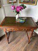 Victorian Walnut Tooled Leather Top 2 Drawer Writing Desk/ Table — Willow Antiques image
