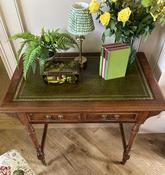 Victorian Walnut Tooled Leather Top 2 Drawer Writing Desk/ Table — Willow Antiques image