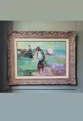 “Fishing Day” Continental School Framed Oil On Canvas — Willow Antiques