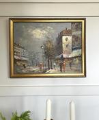 Framed Oil On Canvas “Strolling In Town” By C Burnett — Willow Antiques