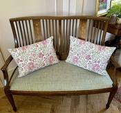 Edwardian Mahogany &amp; Rosewood Newly Upholstered Settee — Willow Antiques image