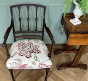 Antique Mahogany Armchair - Newly Upholstered In Colefax &amp; Fowler Fabric — Willow Antiques