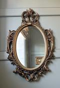 Rococo Style Gilt Tone Decorative Oval Mirror — Willow Antiques image