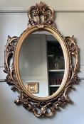 Rococo Style Gilt Tone Decorative Oval Mirror — Willow Antiques image