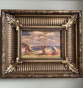 Framed Oil On Board “ Friends At The Beach” — Willow Antiques