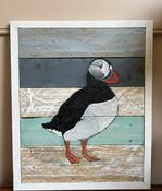 “Puffin” Acrylic Painting On Wood Panels By Ken Parker — Willow Antiques