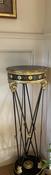 Gilt &amp; Black Neoclassical Style Pedestal On Scroll Feet — Willow Antiques