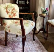 Superb Quality Mahogany Elbow Chair - Newly Upholstered In Roma Fabric — Willow Antiques