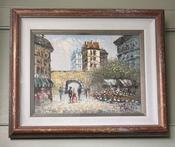 Framed Oil On Canvas “Parisian Street” By Caroline Burnett - Housed Behind Glass — Willow Antiques image