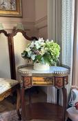 Kingwood Side Table With Marble Top &amp; Brass Surround &amp; Single Drawer — Willow Antiques