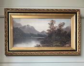 Framed Oil On Board “ Serene Riverside Landscape” Housed Behind Glass — Willow Antiques