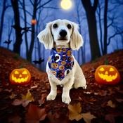 Dog bandana Halloween Pumpkins and Cats by Woof Stuff Dublin Ireland