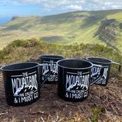 'The Mountains are calling...' Personalised Enamel Black Mugs image