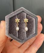 VINTAGE STAR EMERALD &amp; PEARL EARRINGS 