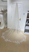 Embroidered leaf edge veil image