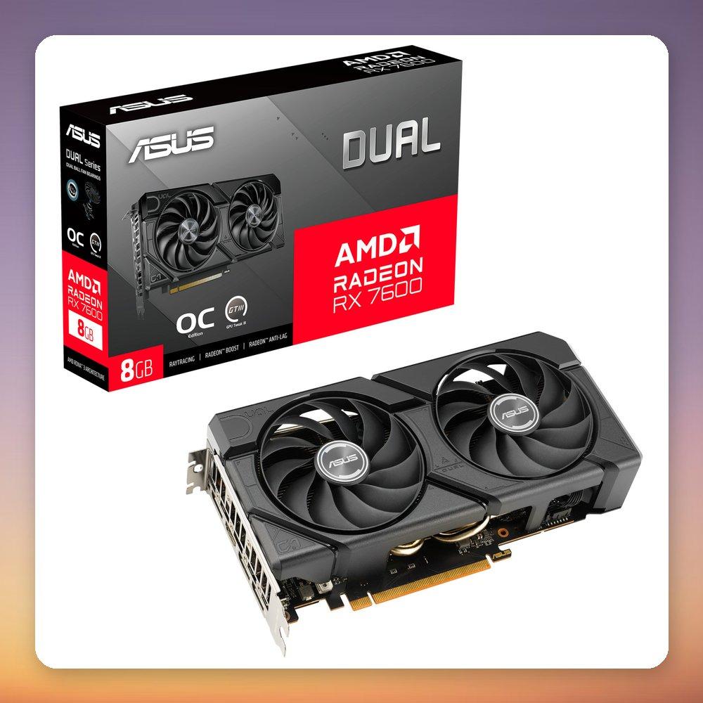 ASUS Dual RX 7600 EVO OC Graphics Card 8 GB GDDR6 Black PCI Express 4.0 Dual Fans
