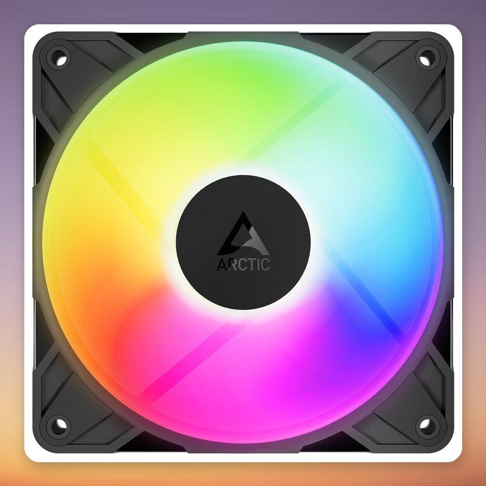 Arctic P12 Pro Reverse A-RGB 120mm PWM Fan Black Single Pack with RGB Lighting and Arctic Logo