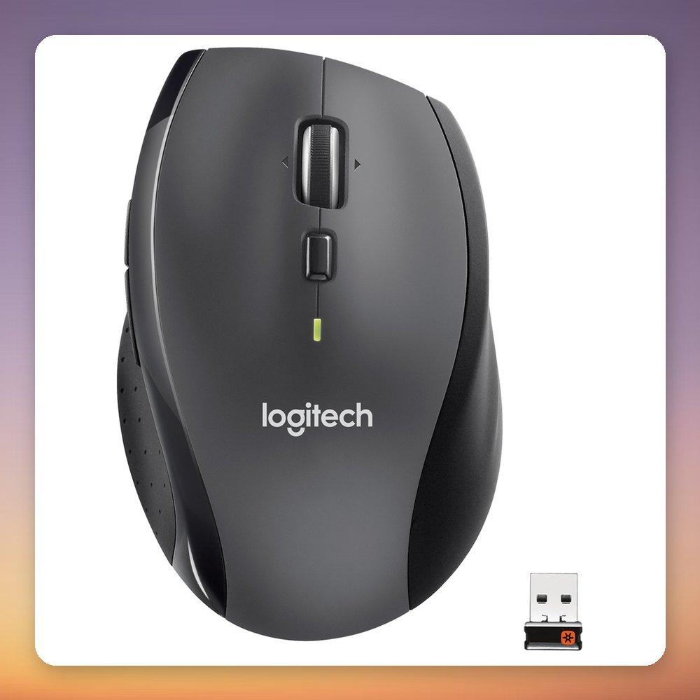 Logitech Marathon M705 Right-hand Wireless Mouse, 1000 DPI Optical Sensor, Charcoal, 10m Range, 36 Month Battery Life, 7 Buttons, Tilt Wheel, USB Receiver