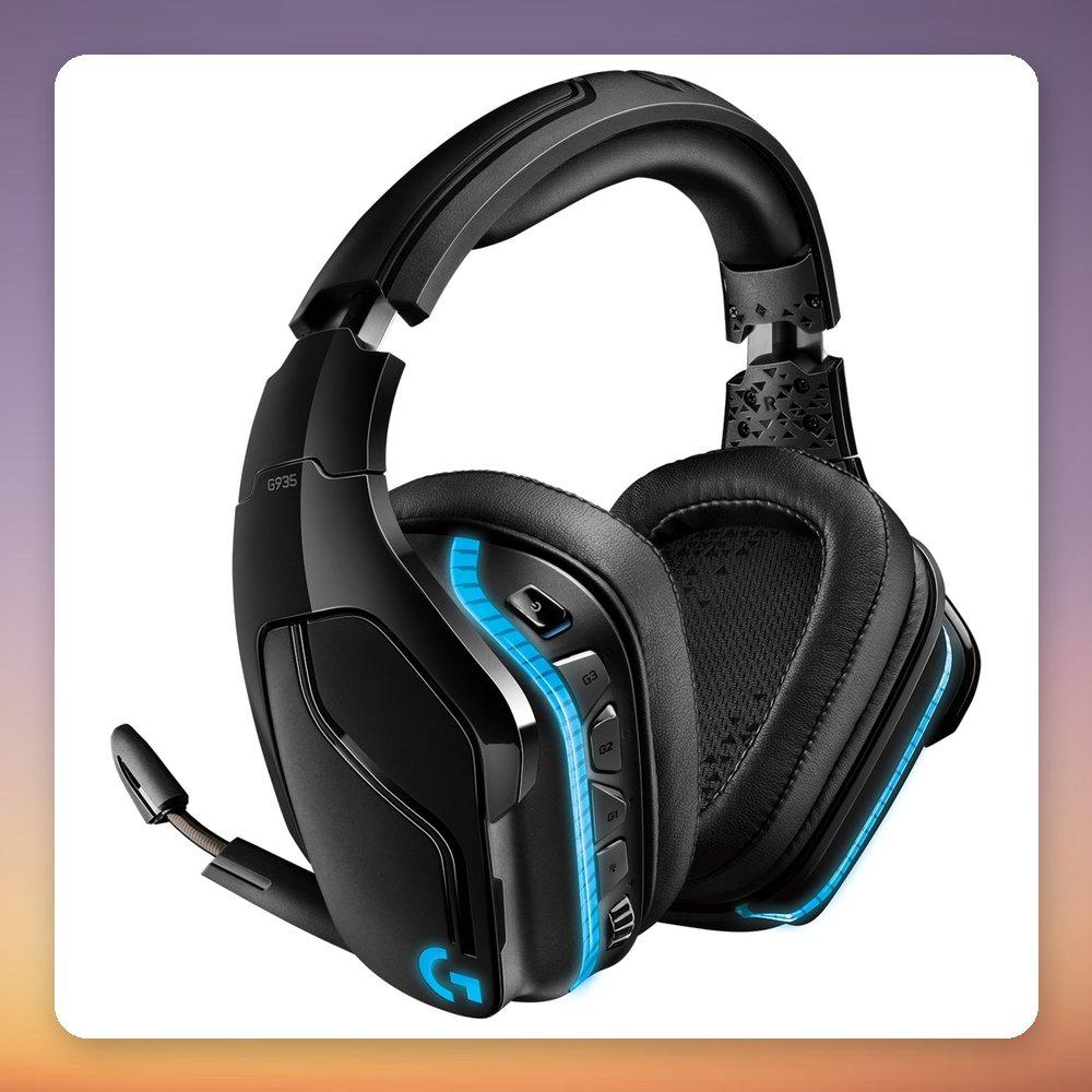 Logitech G935 Wireless 7.1 Surround Gaming Headset Black LIGHTSYNC RGB with Blue LED Lighting and G-keys