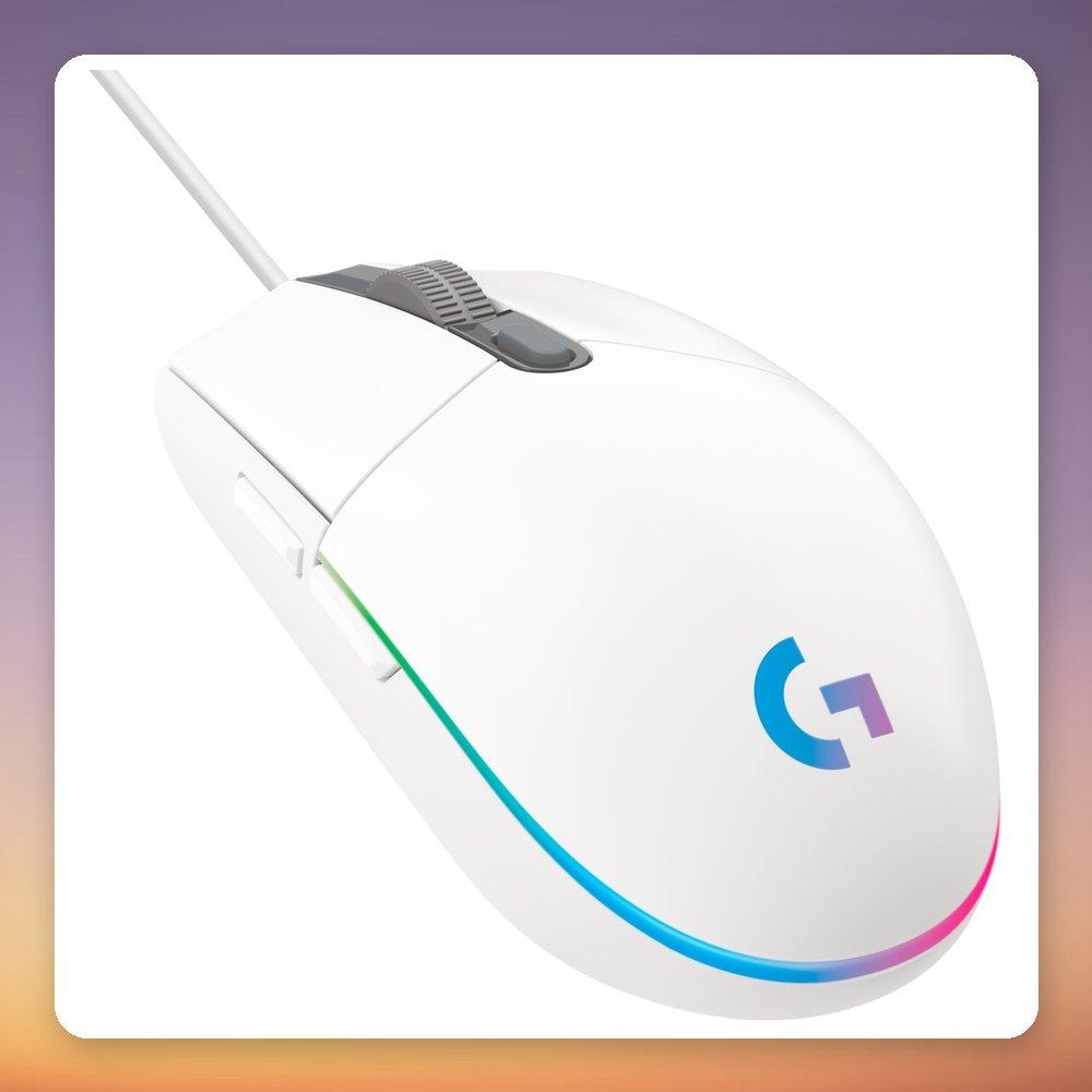 Logitech G G203 LIGHTSYNC Wired Gaming Mouse 8000 DPI RGB White 6 Programmable Buttons 1 ms Response Time