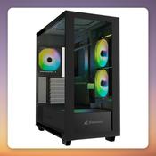 Sharkoon Rebel C60 RGB ATX Midi-Tower Case, Black, Tempered Glass, 4x ARGB Fans