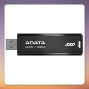 ADATA SC610 500 GB Portable SSD, USB-A 3.2 Gen 2, 550/500 MB/s, Black