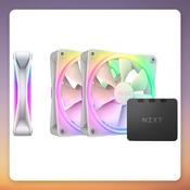 NZXT F120 RGB DUO 120 mm PWM Case Fans, White, Triple Pack with RGB Controller image