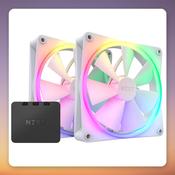 NZXT F140 RGB DUO 140 mm PWM RGB Case Fans, White, Twin Pack with Controller image