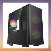 Deepcool CH360 mATX Mini-Tower Case, Black, Tempered Glass, 3x ARGB Fans