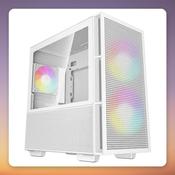 Deepcool CH360 mATX Mini-Tower Case, White, Tempered Glass, 3x ARGB Fans