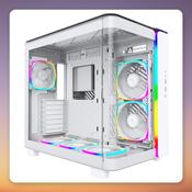 Montech KING 95 PRO ATX Mid-Tower Case, White, Dual Tempered Glass, 6 ARGB PWM Fans