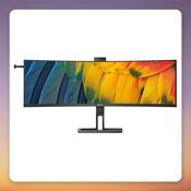 Philips 45B1U6900CH 44.5" DQHD 5120x1440 Curved Monitor, 32:9, USB-C 100W, Pop-up Webcam
