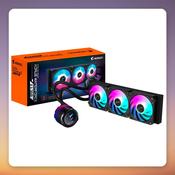 GigaByte AORUS WATERFORCE X II 360 mm AIO Liquid CPU Cooler, LCD Display, Black image