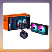GigaByte AORUS WATERFORCE X II 240 mm AIO Liquid CPU Cooler, Black, LCD Display