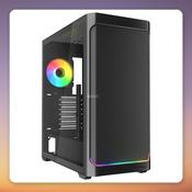Sharkoon AK4W RGB Strip ATX Mid-Tower Case, Black, Tempered Glass, 4 Fans