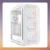 Sharkoon AK5M RGB Midi-Tower ATX Case, White, Tempered Glass, 4x ARGB Fans image