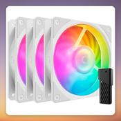 Cooler Master Mobius 120P ARGB 120 mm PWM Case Fan, White, 3-Pack image