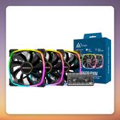 Montech AX120 PWM 120 mm ARGB Case Fan, Black, 3-Pack