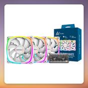 Montech AX120 PWM 120 mm ARGB Case Fan, White, 3-Pack image