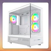 Montech XR Mid-Tower ATX Case, White, Dual Tempered Glass, 3x ARGB Fans image