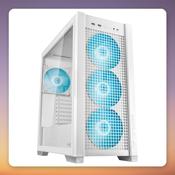 Asus TUF Gaming GT302 ARGB Mid Tower Case, White, Tempered Glass, 4x 140 mm Fans