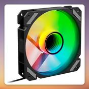 Sharkoon SHARK Mirror RGB PWM REVERSE 120 mm Case Fan, Black, Reverse Blade