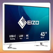 Eizo FlexScan EV4340X-WT 42.5" 4K IPS Monitor, USB-C 94W, KVM Switch, White
