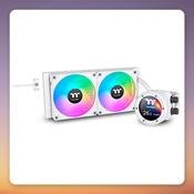 Thermaltake TH240 V2 Ultra EX ARGB Sync 240 mm AIO Liquid Cooler, White, LCD Display